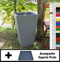 Ver imagem 3 de Kit Vaso Planta + Prato 60x40 Trapézio Rústico Polietileno BGPLASTICOS MARROM CAFE 003