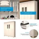 Ver imagem 4 de Guarda Roupa Casal 100% Mdf 6 Portas 2 Gavetas com Espelho Lana Acp Móveis Branco