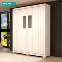 Ver imagem 2 de Guarda Roupa Casal 100% Mdf 6 Portas 2 Gavetas com Espelho Lana Acp Móveis Branco
