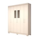 Ver imagem 1 de Guarda Roupa Casal 100% Mdf 6 Portas 2 Gavetas com Espelho Lana Acp Móveis Branco