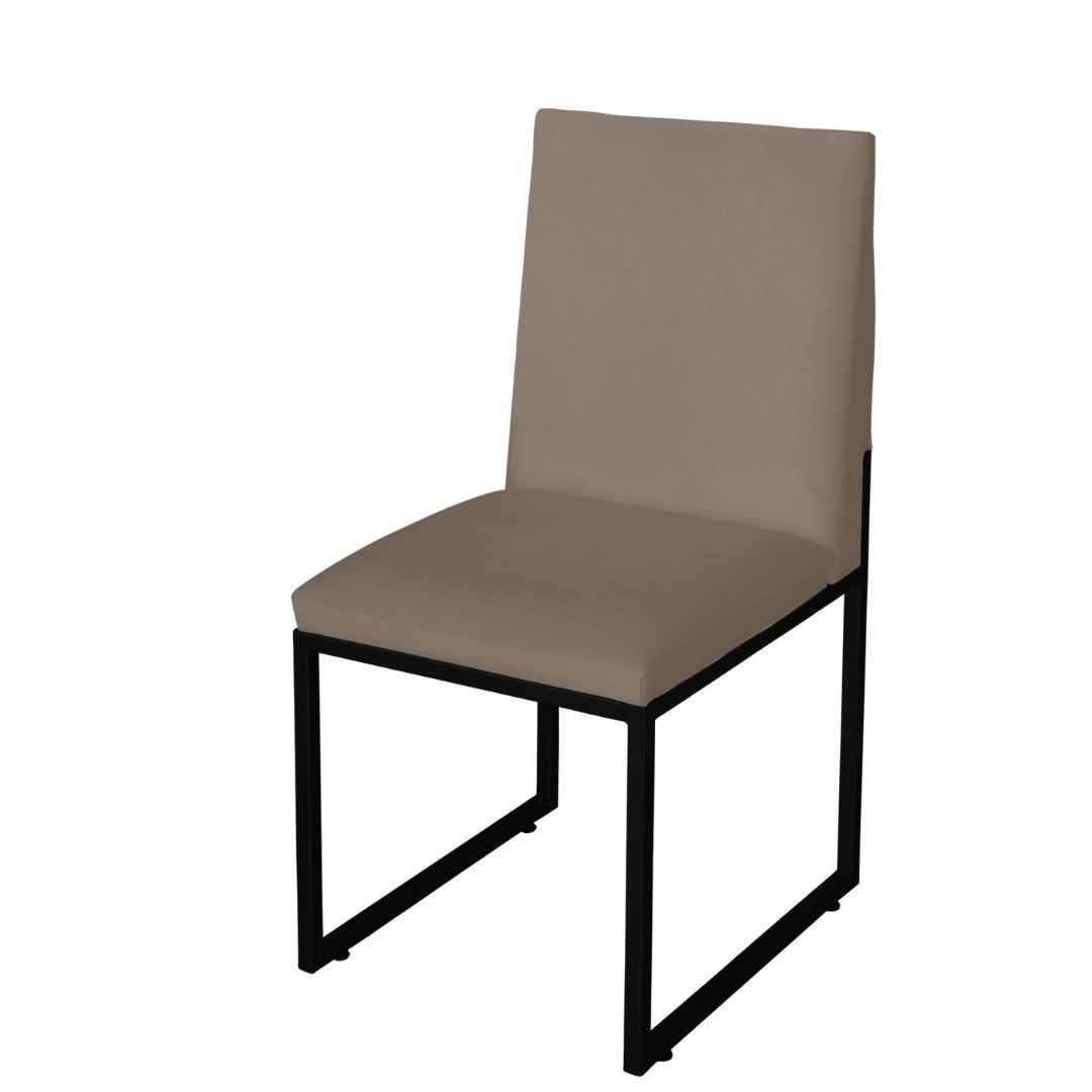 Kit 4 Cadeira de Jantar Escritorio Industrial Garden Ferro Preto Suede Cappuccino - Móveis Mafer - 2