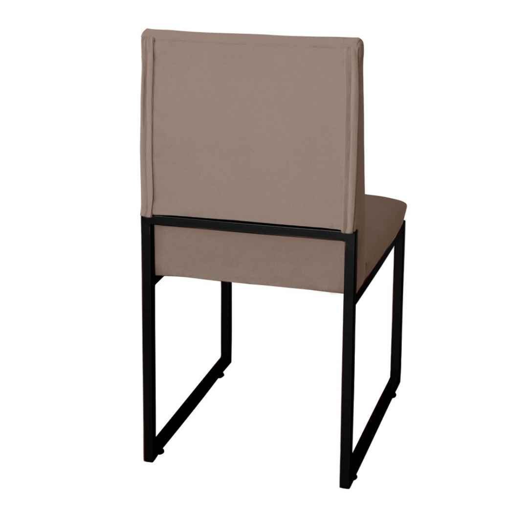 Kit 4 Cadeira de Jantar Escritorio Industrial Garden Ferro Preto Suede Cappuccino - Móveis Mafer - 4