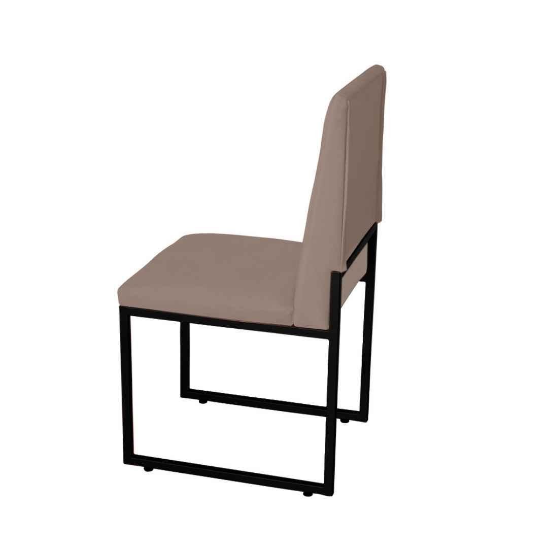 Kit 4 Cadeira de Jantar Escritorio Industrial Garden Ferro Preto Suede Cappuccino - Móveis Mafer - 3