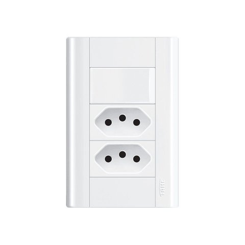 Interruptor Simples e Tomada Dupla 2p+t 10a Fame Modulare com Placa 4x2