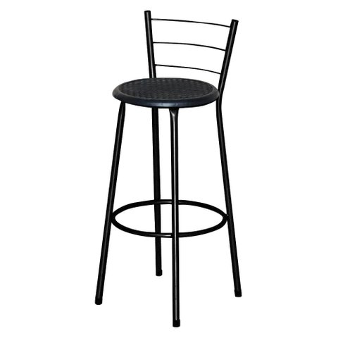 Banqueta Alta para Cozinha Ratan Preta Cristal  