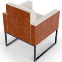 Ver imagem 2 de Kit 4 Poltronas Decorativas Sala Base Fixa Metal Helô L02 Linho Cru Couríssimo Camel - Lyam
