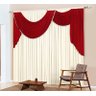 Cortina Agatha 3m para Varão Simples Palha/Vermelho - 1