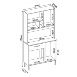 Kit para Cozinha Compacta Malta Amêndola Branco - Demóbile - 4