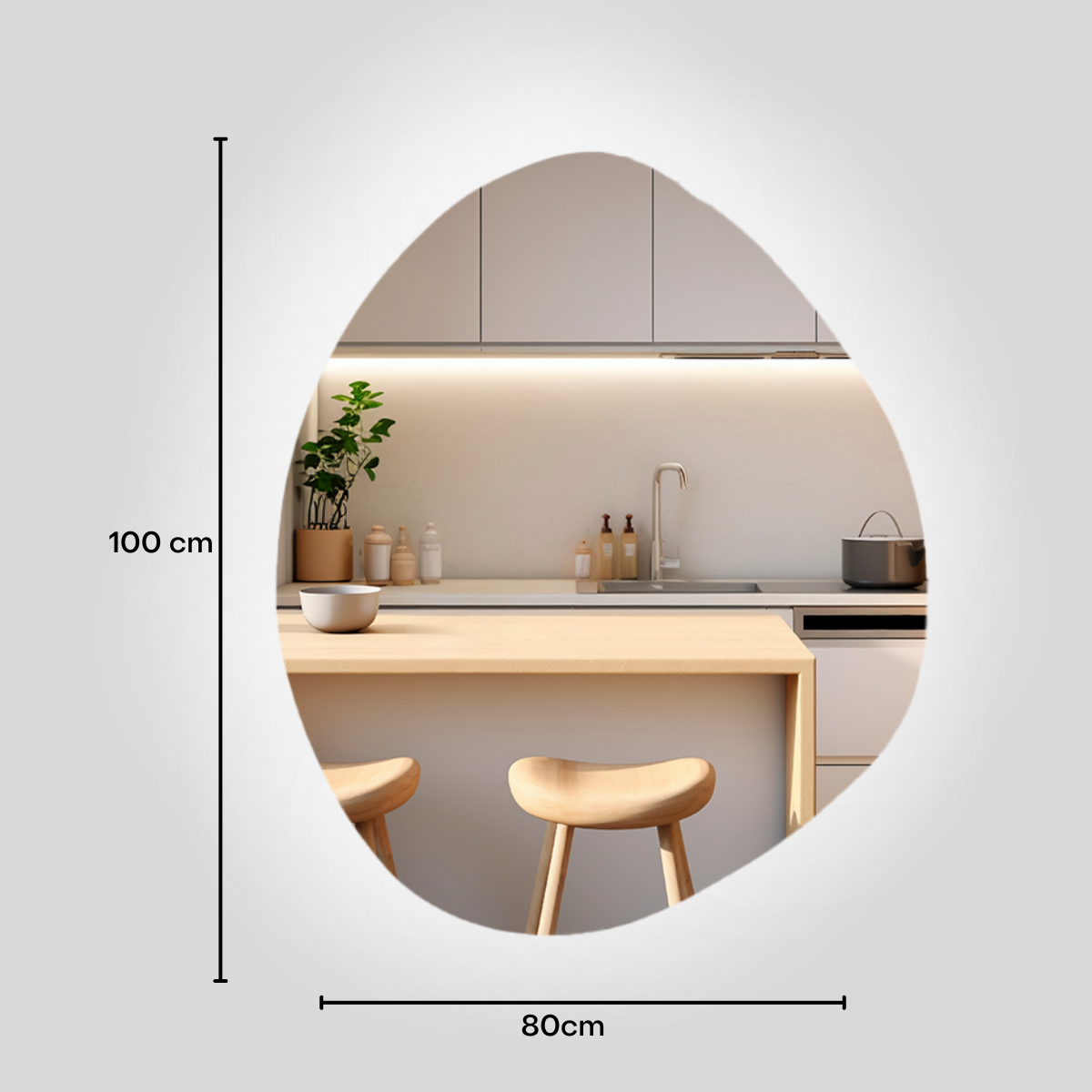 Espelho Organico com Iluminação em Led Branco Frio - 6000k - Sensor Touch - 2