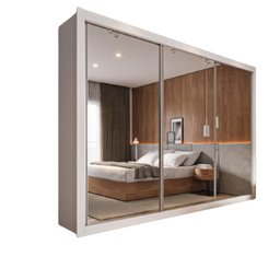 Guarda Roupa Cavich 3 Portas Espelhadas 100% Mdf Branco Acetinado - Móveis Europa - 2