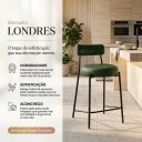 Ver imagem 2 de Banqueta Cozinha Média com Encosto Industrial Preto Kit 2 Londres PU Verde D03 - D'Rossi