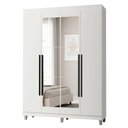 Ver imagem 2 de Guarda-Roupa Solteiro com Pés 4 Portas Batentes com Espelho Branco/Branco/Preto Netuno Madesa