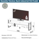 Ver imagem 4 de Rack Industrial F42 Pradel 180 Cm (largura) em Mdf Freijó Acabamento Preto Fosco 2 Gavetas