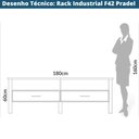 Ver imagem 5 de Rack Industrial F42 Pradel 180 Cm (largura) em Mdf Freijó Acabamento Preto Fosco 2 Gavetas