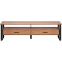 Ver imagem 2 de Rack Industrial F42 Pradel 180 Cm (largura) em Mdf Freijó Acabamento Preto Fosco 2 Gavetas