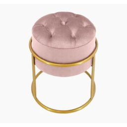 Puff Banqueta Estofado Decorativo Base de Ferro Capitonê Suede Rosa Eli Móveis e Decoração - 1