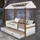 Ver imagem 1 de Cama montessoriana com auxiliar e led Sara branco / mel Casa e Bebê shop