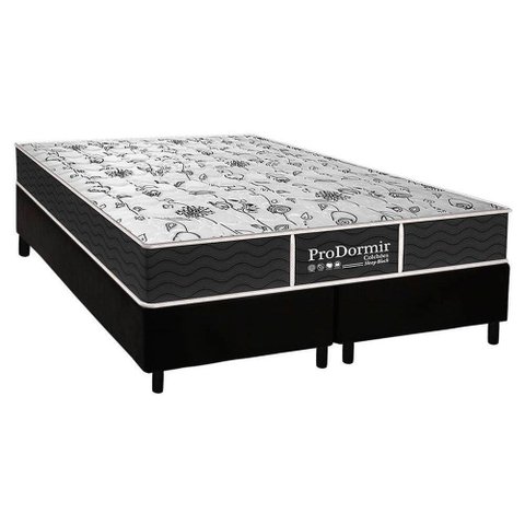 Cama Box Queen: Colchão Molas Probel Prolastic Sleep + Base Crc Courano Black(158x198)