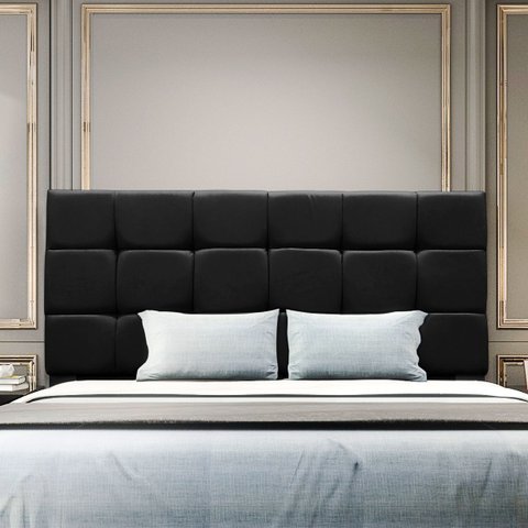 Cabeceira Cama de Casal 140 Cm Malta em Suede com Frame:preto