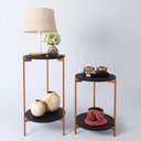 Ver imagem 2 de Conjunto Mesas de Apoio e Lateral Aurum Redondo MDF 43cm Preto Bronze Oft Móveis