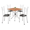 Ver imagem 2 de Conjunto de Mesa Tubular 70x70cm Tampo em MDF 4 Cadeiras Sara Branco/Preto Liso