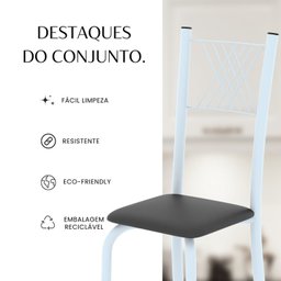 Conjunto de Mesa Tubular 70x70cm Tampo em Mdf 4 Cadeiras Sara - 13
