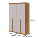 Ver imagem 4 de Guarda Roupa Solteiro e Closet Alonzo 4 Portas de Bater 2 Gavetas MDF Laqueado Amendoa Clean-Off