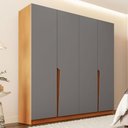 Ver imagem 1 de Guarda-roupa Casal Porto 4 Portas 4 Gavetas Freijó/cinza - Politorno