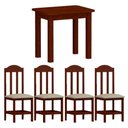 Ver imagem 2 de Mesa de Jantar com 4 Cadeiras Estofadas Madeira Maciça Castanho Jm Móveis