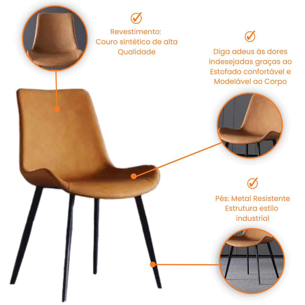 Kit Cadeira de Jantar Basic 2 Unidades:marrom - 7