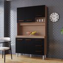 Ver imagem 5 de Kit de Cozinha 5 Portas 3 Gavetas com Nicho Vitorina Savana / Preto