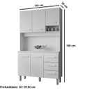 Ver imagem 4 de Kit de Cozinha 5 Portas 3 Gavetas com Nicho Vitorina Savana / Preto