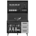 Ver imagem 2 de Kit de Cozinha 5 Portas 3 Gavetas com Nicho Vitorina Savana / Preto