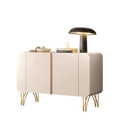 Aparador Buffet Sala Benvenuto com 2 Portas e Pés em Aço Off White