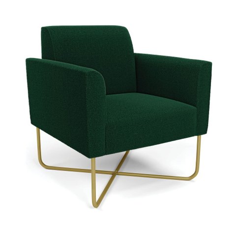 Poltrona Sala Base X Industrial Dourado Marisa Bouclê Verde D03 - D’Rossi
