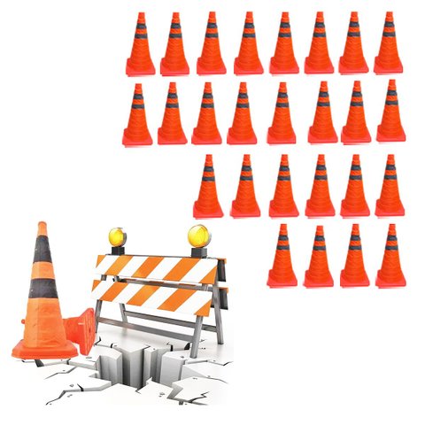 Cone Rodovia Sinalizador Kit 26 Uni Retratil Guarda Segurança Baliza Dobravel Estrada Estacionamento