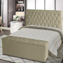 Ver imagem 2 de Kit Cabeceira de Cama Box e Calçadeira Baú Paris King 195 Cm Capitonê Suede Bege do Lar Móveis