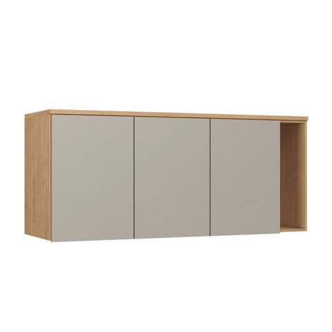 Módulo Aéreo para Quarto 3 Portas Elegance Cinza/Angelin/Níquel