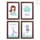 Ver imagem 1 de 4 Quadro Decoração Quarto de Menina Sereia 33x43 com Vidro:tabaco