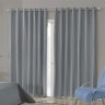 Cortina Para Sala Cinza 4,00x2,50 Voal e PVC Ilhós CROMADO - 1