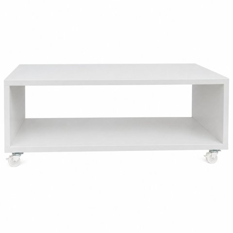 Mesa de Centro Moderna com Rodizios Organizador Sala