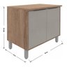 Balcão Armário Baixo Para Cooktop 2 Portas 1 Prateleira Cozinha Multiuso Marrom Madeira Cinza - 3