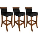 Ver imagem 1 de Jogo com 3 Cadeira para Bancada Banco Alto de Madeira Bar Cozinha Americana Encosto Estofado Valios