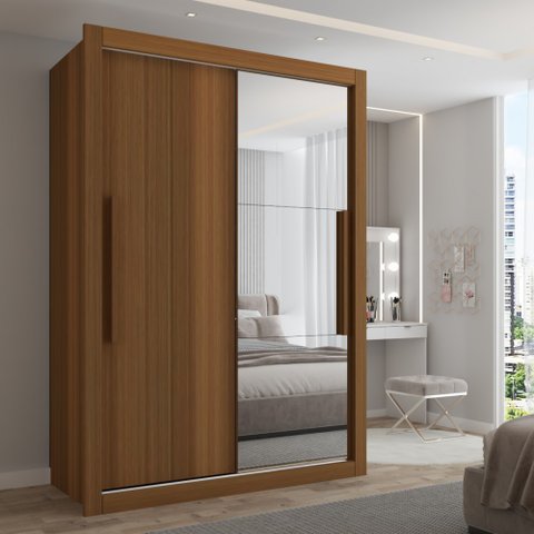 Guarda-roupa Solteiro Cardiff 2 Portas 2 Gavetas com Espelho Cinamomo - Panorama Móveis
