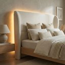 Ver imagem 1 de Cabeceira Cama Casal King Size Livia 195cm Orgânica Curva Bouclê Off White - Montanari's Decor