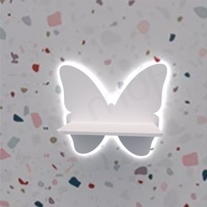 Prateleira Borboleta P com Luz de Led:branco Frio/branco Frio