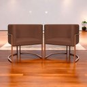 Ver mais imagens de Kit 2 Poltronas para Sala de Recepção Luna Suede Cores Base de Ferro Bronze - Terracota, Suede