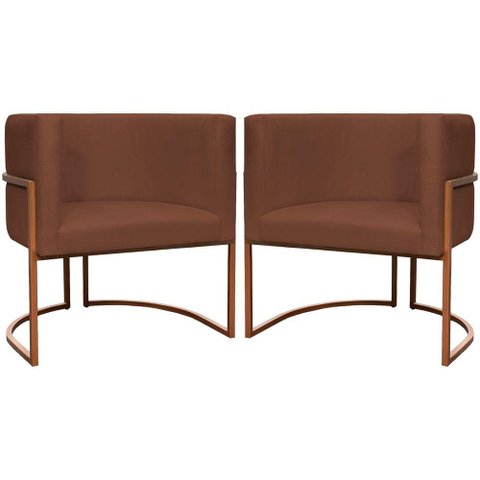 Kit 2 Poltronas para Sala de Recepção Luna Suede Cores Base de Ferro Bronze - Terracota, Suede
