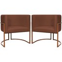 Ver imagem 1 de Kit 2 Poltronas para Sala de Recepção Luna Suede Cores Base de Ferro Bronze - Terracota, Suede