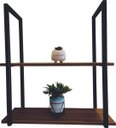 Ver imagem 2 de Prateleira Decorativa Dupla Preta Madeira Marrom